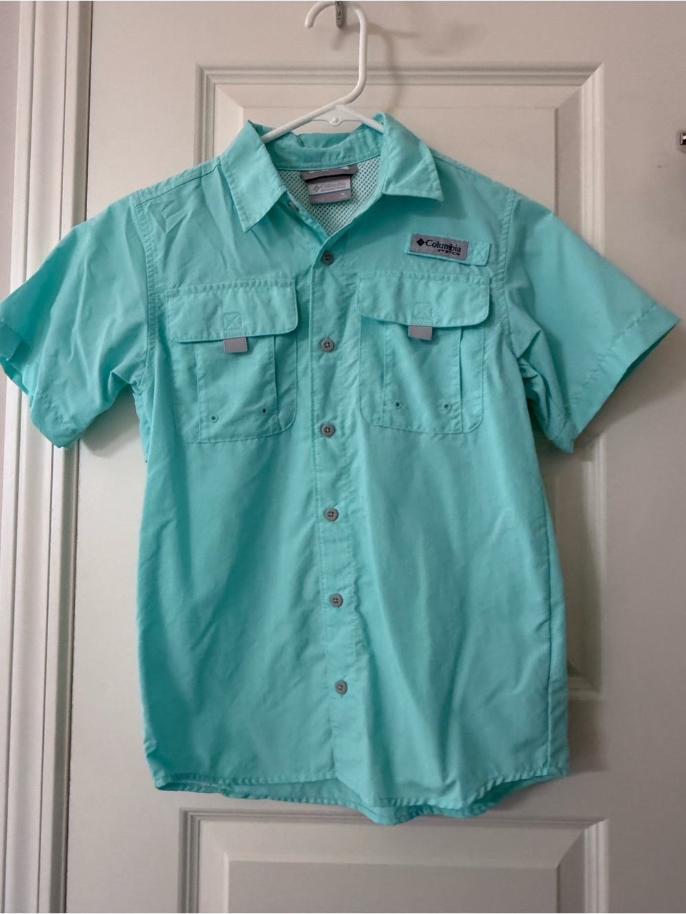 Columbia Boys Short-Sleeve Button-Down Shirt - Seafoam Size Medium